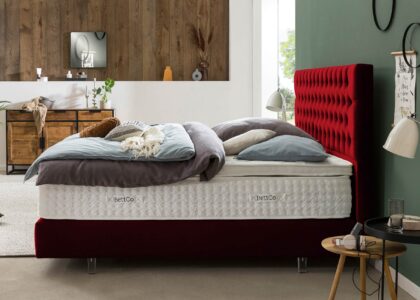 Boxspringbett Vegas in Samt Rot