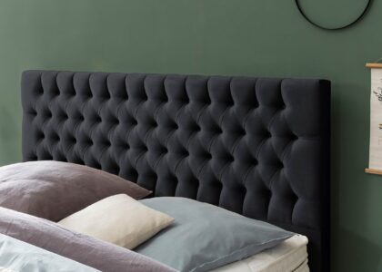 Kopfteil vom Boxspringbett Vegas in Samt Schwarz