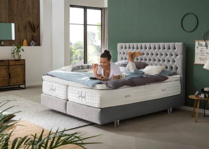 Boxspringbett Vegas in Samt Silber