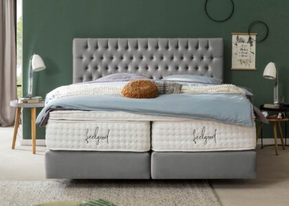 Boxspringbett Vegas in Samt Silber