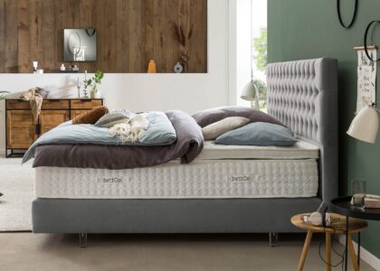 Boxspringbett Vegas in Samt Silber