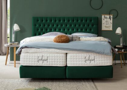 Boxspringbett Vegas in Samt Smaragd