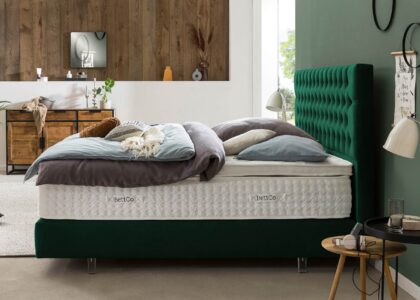 Boxspringbett Vegas in Samt Smaragd