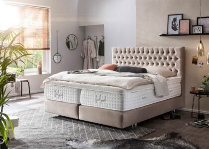 Boxspringbett Vegas in Velours Creme