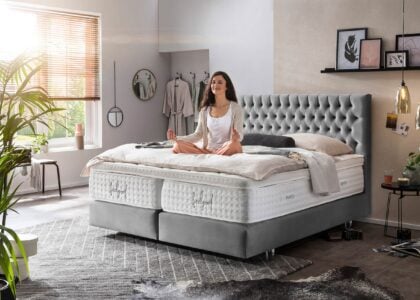 Boxspringbett Vegas in Velours Grau