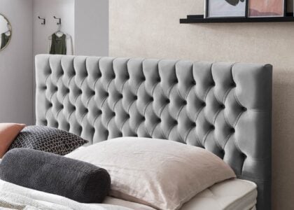 Kopfteil vom Boxspringbett Vegas in Velours Grau