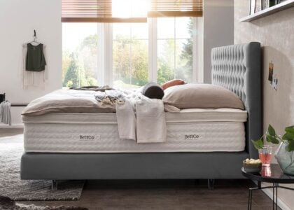 Boxspringbett Vegas in Velours Grau