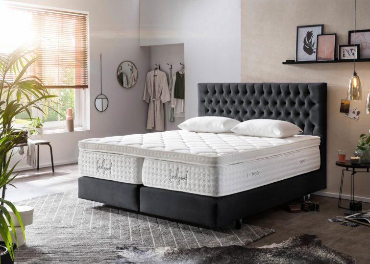 Boxspringbett Vegas in Velours Schwarz