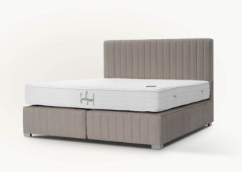 Boxspringbett mit Skandi-Box Paris 200x200 cm in Taupe Velours