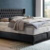 Boxspringbett Florida im Chesterfield Design mit Ohren Farbe-Schwarz mit Metallfüßen Schwarz