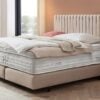 Boxspringbett Paris modernes Kopfteil mit vertikalen Linien Velour Creme Creme