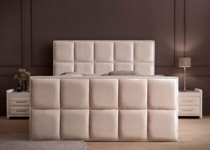 Luxus Boxspringbett Keno in Velvet Samtstoff Creme