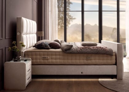 Luxus Boxspringbett Keno in Velvet Samtstoff Creme