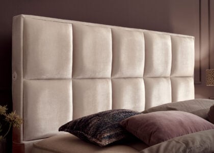 Luxus Boxspringbett Keno in Velvet Samtstoff Creme