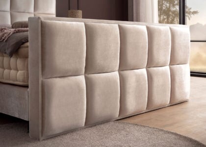 Luxus Boxspringbett Keno in Velvet Samtstoff Creme