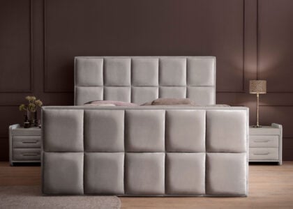 Luxus Boxspringbett Keno in Velvet Samtstoff Grau