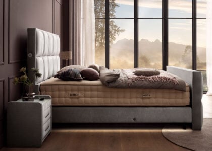 Luxus Boxspringbett Keno in Velvet Samtstoff Grau