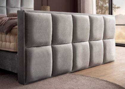 Luxus Boxspringbett Keno in Velvet Samtstoff Grau