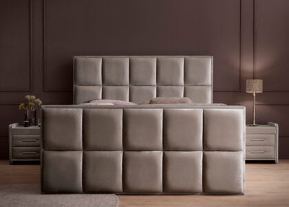 Luxus Boxspringbett Keno in Velvet Samtstoff Platin