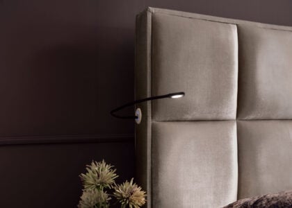 Luxus Boxspringbett Keno in Velvet Samtstoff Platin