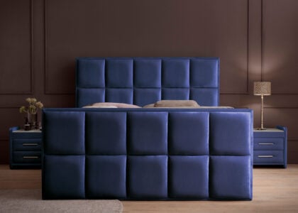 Luxus Boxspringbett Keno in Velvet Samtstoff Royalblau
