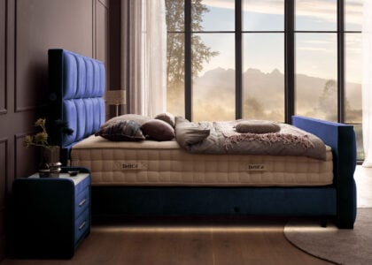 Luxus Boxspringbett Keno in Velvet Samtstoff Royalblau