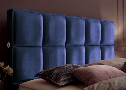 Luxus Boxspringbett Keno in Velvet Samtstoff Royalblau