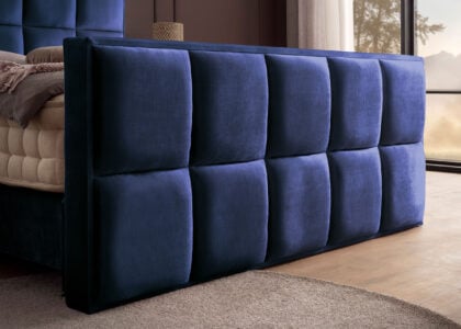 Luxus Boxspringbett Keno in Velvet Samtstoff Royalblau