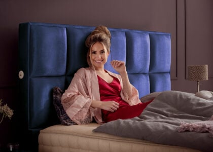 Luxus Boxspringbett Keno in Velvet Samtstoff Royalblau