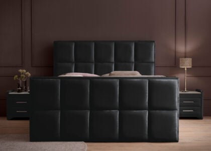 Luxus Boxspringbett Keno in Velvet Samtstoff Schwarz