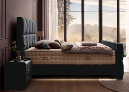 Luxus Boxspringbett Keno in Velvet Samtstoff Schwarz