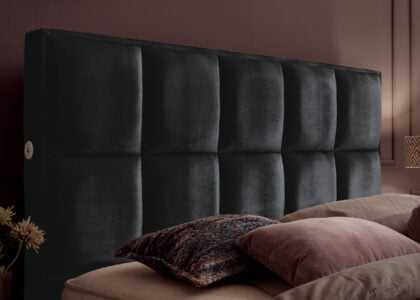 Luxus Boxspringbett Keno in Velvet Samtstoff Schwarz