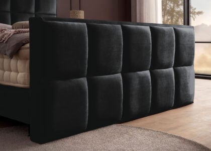 Luxus Boxspringbett Keno in Velvet Samtstoff Schwarz