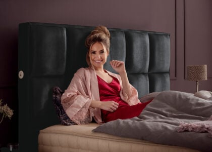 Luxus Boxspringbett Keno in Velvet Samtstoff Schwarz