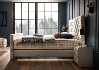 Luxus Boxspringbett Crystal in Matrix Samt Creme