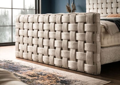 Luxus Boxspringbett Crystal in Matrix Samt Creme