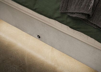 Luxus Boxspringbett Keno in Picasso Velourstoff Altweiss