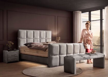 Luxus Boxspringbett Keno in Velvet Samtstoff Grau