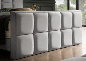 Luxus Boxspringbett Keno in Picasso Velourstoff Grau