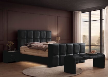 Luxus Boxspringbett Keno in Velvet Samtstoff Schwarz