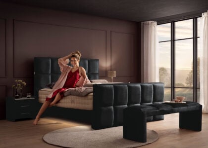 Luxus Boxspringbett Keno in Velvet Samtstoff Schwarz