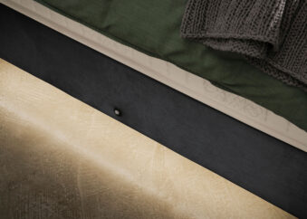 Luxus Boxspringbett Keno in Picasso Velourstoff Schwarz