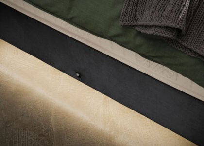 Luxus Boxspringbett Keno in Picasso Velourstoff Schwarz