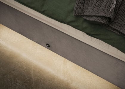 Luxus Boxspringbett Keno in Picasso Velourstoff Taupe