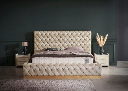 Luxus Boxspringbett Mit Bettkasten Crowne in Creme Matrix Samtstoff Luxus Boxspringbett Mit Bettkasten Crowne in Creme Matrix Samtstoff