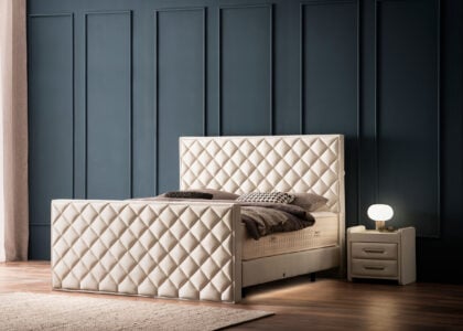 Luxus Boxspringbett Pera in Picasso Velours Altweiss