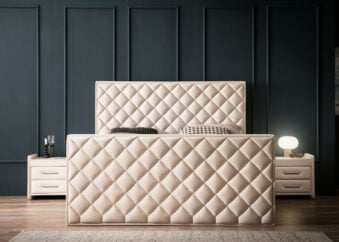 Luxus Boxspringbett Pera in Picasso Velours Altweiss