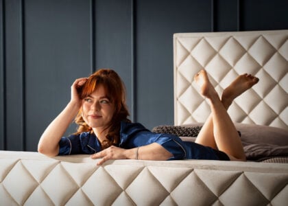 Luxus Boxspringbett Pera in Picasso Velours Anthrazit