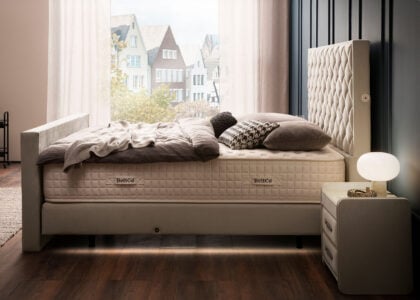 Luxus Boxspringbett Pera Altweiss Picasso Velours