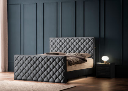 Luxus Boxspringbett Pera Anthrazit Picasso Velours